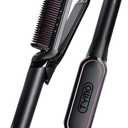 TYMO Flat Iron Hair Straightener Brush 2 in 1, 200M Ions Hair Straighteners for Women, Ceramic Straightening Hot Comb for Anti-Frizz Straights, Waves, Curl, 3X Less Heat Damage, Dual Voltage, Black