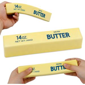 14 OZ Giant Butter Squishy-Slow Rising Stress Relief Toy for Adults & Kids, Big Butter Squishy Jumbo Squeeze Sensory Toy, Soft PU Foam Fidget Toy ( 8.7*1.8*1.8 inches)