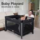 Pamo Babe 4 in 1 Baby Playards with Bassinet & Changing Table, Portable Crib Breathable Mesh and Toy Mobile