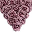 IPOPU Fake Roses,50PCS Rose Gold Flowers Artificial Glitter Roses with Stems for Crafts DIY Wedding Bouquet Home Party Decoration(Rose Gold)