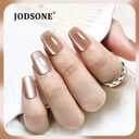 JODSONE 30PCS Nude Cat Eye Press on Nails Set Reusable Short Square Fake Nails Acrylic Diamond Shine Glossy Nature Stick on Nails for Women