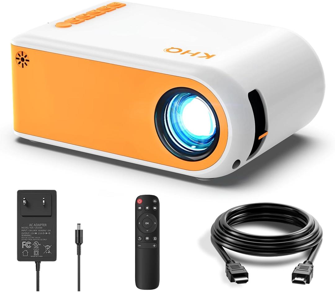 Mini Projector for Outdoor Movies, KHQ Full HD Video Projector Support 1080P for iPhone, Portable Projector for Home Theater Use, Compatible with Smartphone/TV Stick/PS4/HDMI/AV/USB (2 Pack)