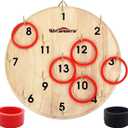 Win SPORTS Ring Toss Game,Indoor Outdoor for Kids Adults Family,Fun Tailgate or Hangs on Wall,Exciting Gift Idea, Safe & Durable Design,Includes 13 Metal Hooks and 14 Rubber Rings