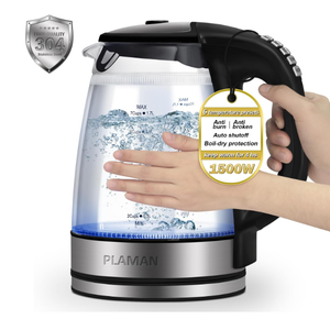 1500W Electric Kettle with Temperature Control  6Temp Presets for Tea/Coffee, Double Wall CoolTouch, 4H Keep Warm, 1.7L Borosilicate Glass & BPAFree, Fast Boil for Home/Office