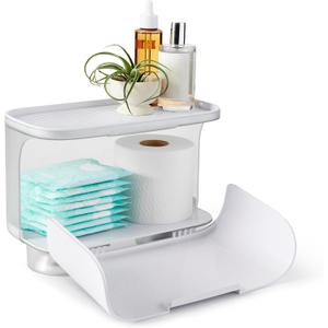 YouCopia Hideaway Toilet Cabinet, Over The Toilet Bathroom Organizer for Paper Rolls, Wipes and Accessories