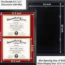 GraduationMall Double 8.5x11 Diploma Frame,Solid Wood & Tempered Glass,Black Finish with Gold Trim,Red & Gold Mat