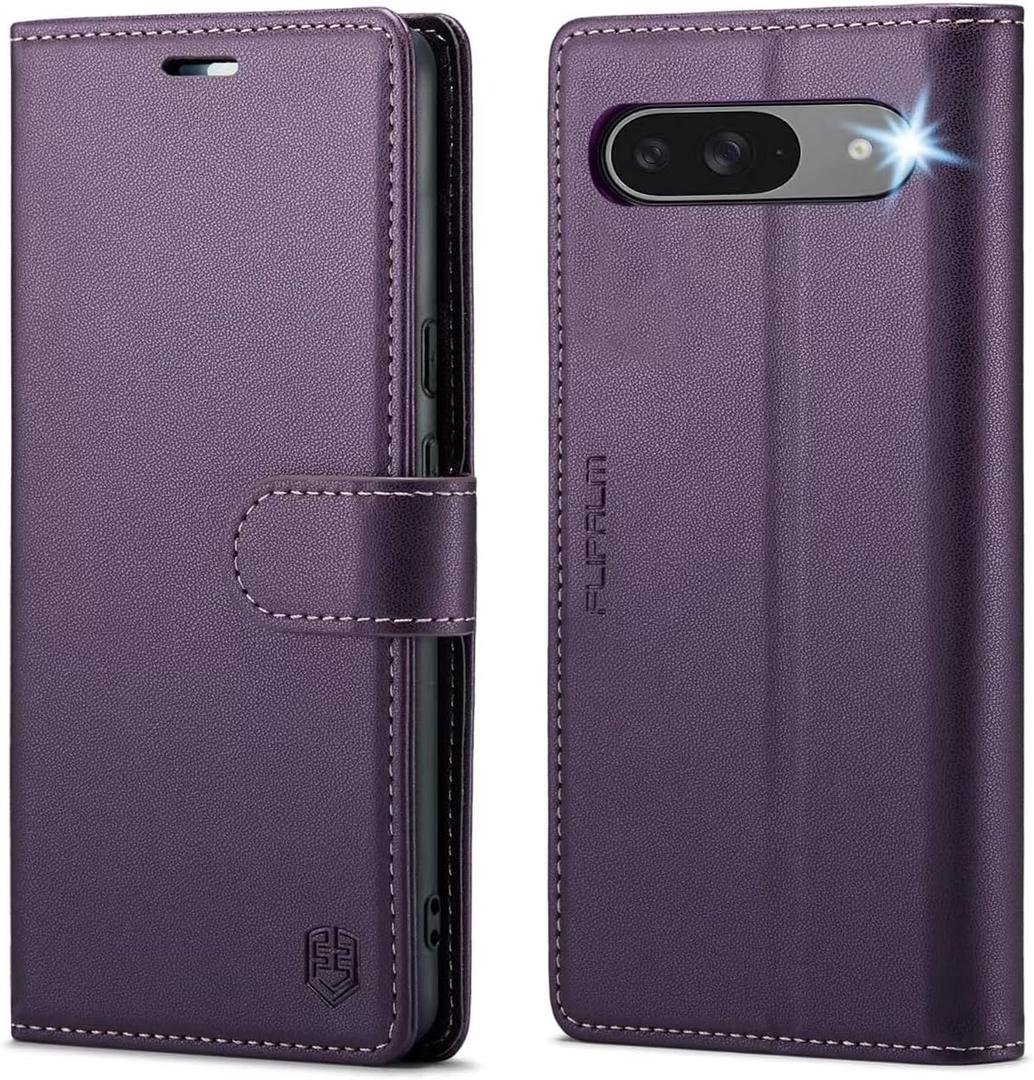 Wallet Case for Google Pixel 10 5G/Pixel 10 Pro, RFID Blocking Credit Card Holder, PU Leather Folio Flip Kickstand Protective Shockproof Cover (Deep Purple)