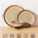 TheTerra Stoneware Dinnerware Sets for 4, 12 Pieces Ceramic Plates and Bowls Sets, Scratch Resistant Dish Set, Oven, Microwave & Dishwasher Safe, Creamy Amber