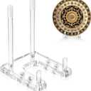 Plate Stands for Display, 1 Pack Clear Acrylic Display Easel with Adjustable Pegs for Decorative Plate, Books, Records, Plaque, Picture Frame, Platter Tabletop Art (1-Pack)