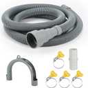 6.5ft Universal Washing Machine Drain Hose Extension Kit, 7-Piece Set with Adapter, U-Bend Bracket, 4 Clamps, Flexible Washer & Dishwasher Drain Hose, Fits Dehumidifiers & Laundry Machines