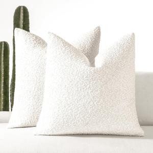 24x24 Boucle Throw Pillow Covers, Set of 2, White