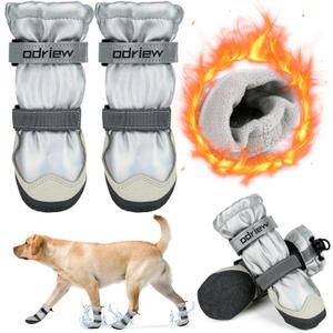Dog Shoes Large Size Dogs, 4PCS Waterproof Dog Booties-Dog Boots & Paw Protectors, Medium Shoes for Dogs with Reflective Strip, Anti-Slip Sole for Rain, Snow and Summer Hiking (6)