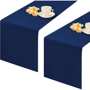 2 Pack Navy Blue Small Short Table Runner 12 x 36 Inch Solid Color Runners Coffee Table Dresser for Daily Party Home Decoration