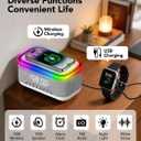Bluetooth Speaker with Wireless Charging, Alarm Clock Radio for Bedrooms 6 in 1 Dimmable Digital Clock with FM Radio White Noise Charging Station RGB LED Night Light for iPhone Samsung