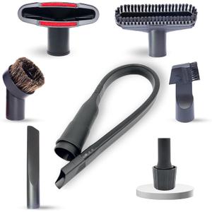 Universal 1.25 Inch Vacuum Brush Attachment Kit Compatible with All Vacuums Using 1-1/4'' Accessories - 1.25 Inch Shop Vac Accessories: Horse Hair Dust Brush, Vacuum Extension Wand and More (7 Pack)