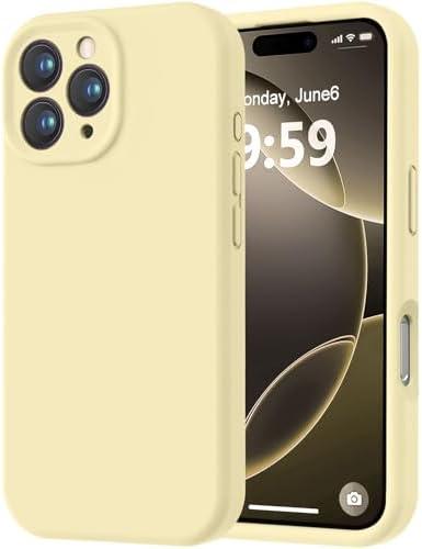 LOVE 3000 Designed for iPhone 16 Pro Max Case, Premium Silicone with [Soft Anti-Scratch Microfiber Lining] Shockproof Protective Phone Case for Men Women Girls 6.9", Creamy Yellow