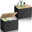 2Pcs Tampon Holder for Bathroom Decor, Feminine Product Organizer, Shark Week Tampon Storage with Lid, Wood Pad Box for Toilet, Lady Girl Stuff Organizer Case Bathroom Accessories- Black
