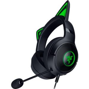 Razer Kraken Kitty V2 USB Wired Headset: Chroma RGB Kitty Ears - Stream Reactive Lighting - HyperClear Cardioid Mic - 40 mm Drivers - 7.1 Surround Sound - Comfortable Ear Cushions - Black