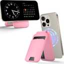 MagSafe Wallet Phone Stand, iPhone Wallet with Adjustable Stand, for iPhone 16/15/14/13/12 models, 5 card holder, iPhone Clock Stand, ID Holder, Magsafe Accessories (Pink)
