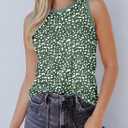 Dokotoo Summer Tank Tops for Women Casual Crewneck Sleeveless T-Shirts | Womens Summer Outfits, Solid & Leopard Printed, Slim Fit Summer Tops, Beach Outfits for Women, Workout Tank Tops T Shirts (Green, XL)