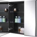 Fundin Black Aluminum Medicine Cabinet 24 x 24 Inch Recessed or Surface Mount, with Double Door and Adjustable Shelves., 24w X 24"h X 4.8"d