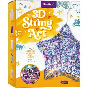 Dan&Darci 3D Light Up String Art Kit for Kids - Star Lantern Making Kits w/ 20 LEDs - Kid Gifts - Crafts Set for Girls and Boys Ages 8-12 - Gift for Age 8, 9, 10, 11, 12 Year Old Girl