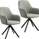 2 Pack Stretch Chair Covers with Arms, Light Gray Slipcovers for Curved Back Office & Dining Chairs, Universal Washable Seat Protector (Light Gray)