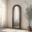 56"x21" Arched Full Length Mirror with Solid Wood Frame, Brown