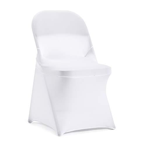 Peomeise Stretch Spandex Folding Chair Cover for Wedding Party Dining Banquet Event (White, 4pcs)