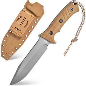 GTK2 Fixed Blade Knife AUS-10 Steel Blade Nylon Fiberglass Handle Full Tang EDC Tool Knifes for Outdoor Camping Survival Adventure Bushcraft (brown)