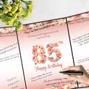 Rose Gold 85th Birthday Party Decorations, Floral Theme Happy 85th Birthday Guest Book for Men Women 85th Birthday Signature Guest Book