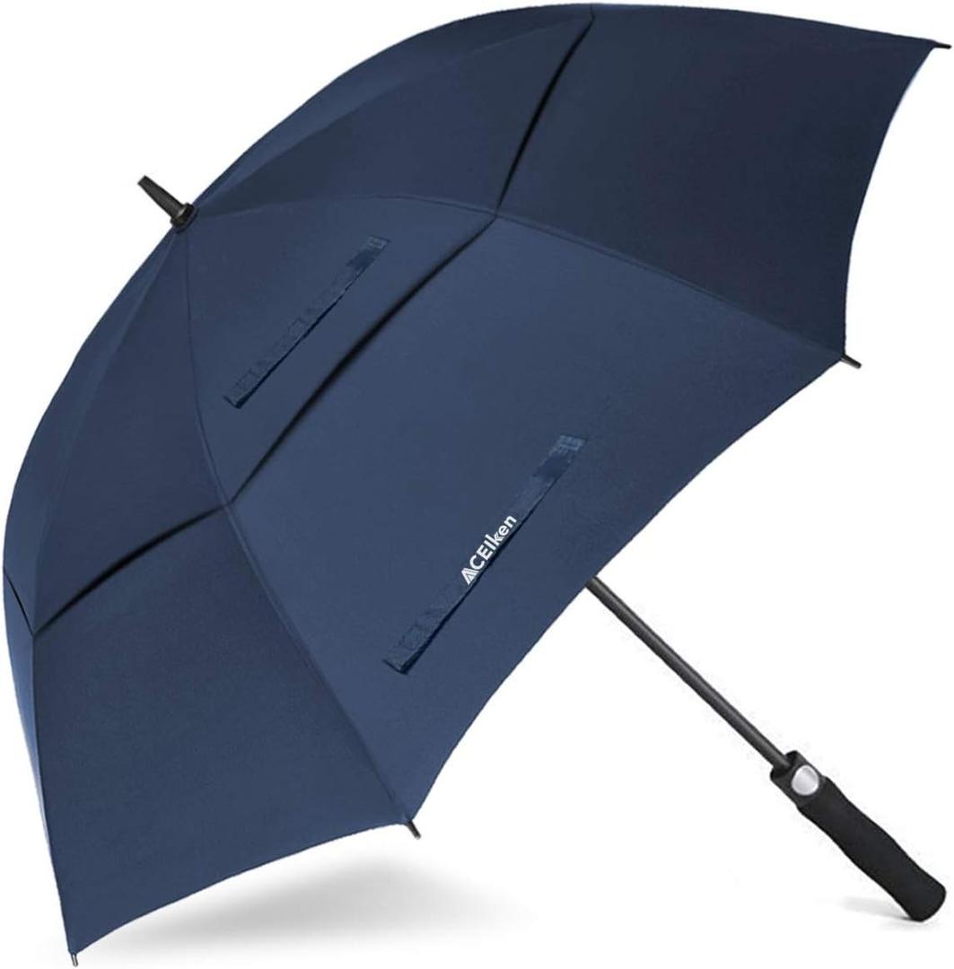Golf Umbrella Large 58/62/68 Inch Automatic Open Golf Umbrella Extra Large Oversize Double Canopy Vented Umbrella Windproof Waterproof for Men and Women (Blue)