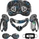 Rechale Silicone Cover Set Compatible with Oculus/Meta Quest 3S, VR Accessories for Meta Quest 3S, Protective Cover Set Includes Controller Grip Cover, Face Cover, VR Shell Cover (Phantom)