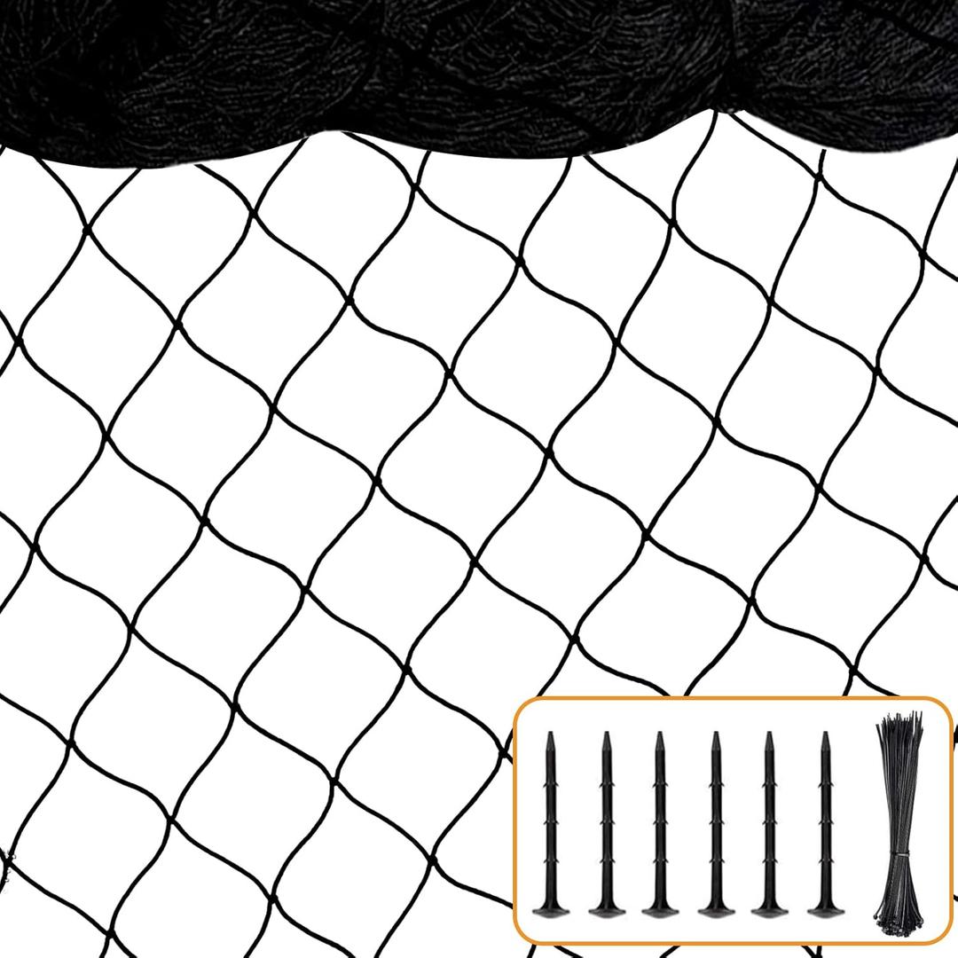 BSTPCOO Bird Net 25'x25' with 2.4" Square Mesh Bird Netting for Chicken Coop Roof, Poultry Netting Heavy Duty Nylon for Garden, Chicken Netting Fruit Tree Netting, Hawk Netting for Chicken Run