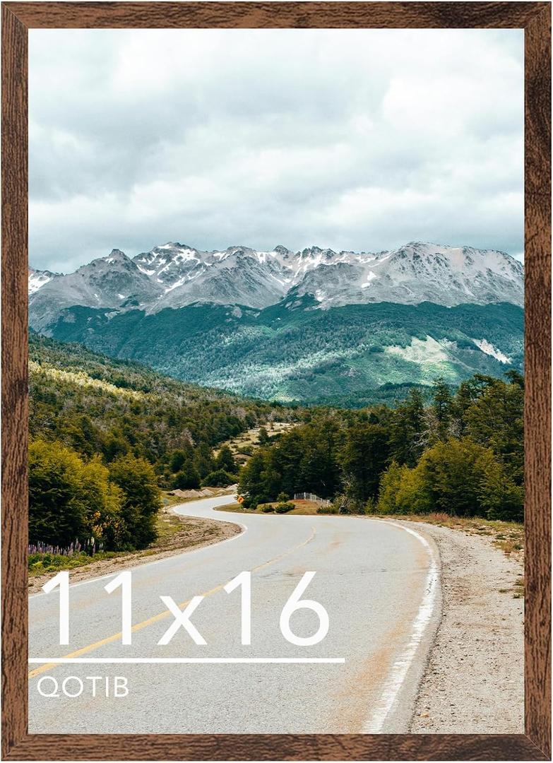 11x16 Picture Frame Deep Brown for Wall Hanging, Wood 11 x 16 Frame Photo Frame for Wall Horizontally or Vertically, Deep Brown, 1 Pack