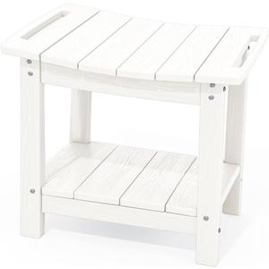 SERWALL Shower Bench, 18" Shower Stool for Inside Shower, HDPE Waterproof Shower Seats for Adults with Storage Shelf & Handles, 360 lbs Capacity- White