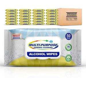 Restaurant & Institutional Table Cleaning Wipes  Multi-Purpose, No-Rinse, Streak-Free  50 Count Pack, Case of 24 (1,200 Wipes Total)