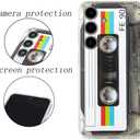 FAteamll Case for Galaxy S25 Shockproof Scratchproof with TPU Soft Bumper Retro Cassette Tape Case Compatible with Samsung Galaxy S25