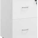VASAGLE 2-Drawer File Cabinet, Locking Filing Cabinet for Home Office, Small Rolling File Cabinet, Printer Stand, for A4, Letter-Size, Assembly Required, Honey Brown and Ink Black ULCD027T46V2 (White)