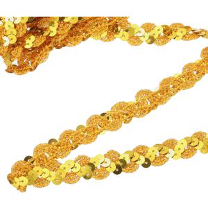 uxcell 11 Yard Sequins Trim Ribbon 0.6 Inch Sequin Gimp Braid Trim Spangle Flat Sequins Paillette Fabric Flat Trims Strips for Crafts Sewing Clothes Home Party Decoration, Yellow Gold