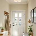 VONLUCE Semi-Flush Mount Ceiling Light, 15.7" Modern 3-Light Ceiling Light Fixture with White Petal-Shaped Shade 3 E26 Sockets for Bedroom Entryway Living Room, Black Finish, ETL Certificated