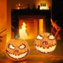 Halloween Decorations Pre-lit Jack O Lantern Artificial Pumpkin Fake Harvest Pumpkins for Fall Home Farmhouse Harvest Thanksgiving Pumpkin Lanterns for Halloween Porch Party Front Door Fireplace Decor