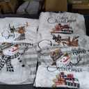 Christmas Pillow Covers 18x18 Set of 6 for Christmas Decorations Santa Claus Snowman Christmas Tree Joy Grey Striped Christmas Pillows Throw Pillow Covers Christmas Farmhouse Decor for Couch Pink