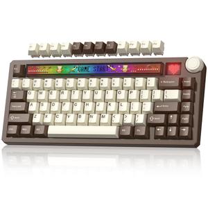 Womier 75% Wireless Mechanical Keyboard, Creamy Gaming Keyboard, CNC Aluminum with 8000mAh Battery, QMK/VIA Tri-Mode Key Board Custom Hot Swappable RGB Backlit for Windows/Mac/PC (SK71 PRO-Black)