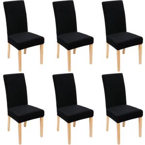 Smiry Velvet Stretch Chair Covers for Dining Room Set of 6, Soft Fit Removable Washable Kitchen Parsons Chair Slipcover Protector, Black