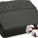 ROYALE LINENS 300 Thread Count 100% Long Staple Combed Cotton Fitted Sheet Queen - Super Soft Deep Pocket Bottom Sheet - Fitted Sheets Only - Elastic Sheets (Queen, Black)