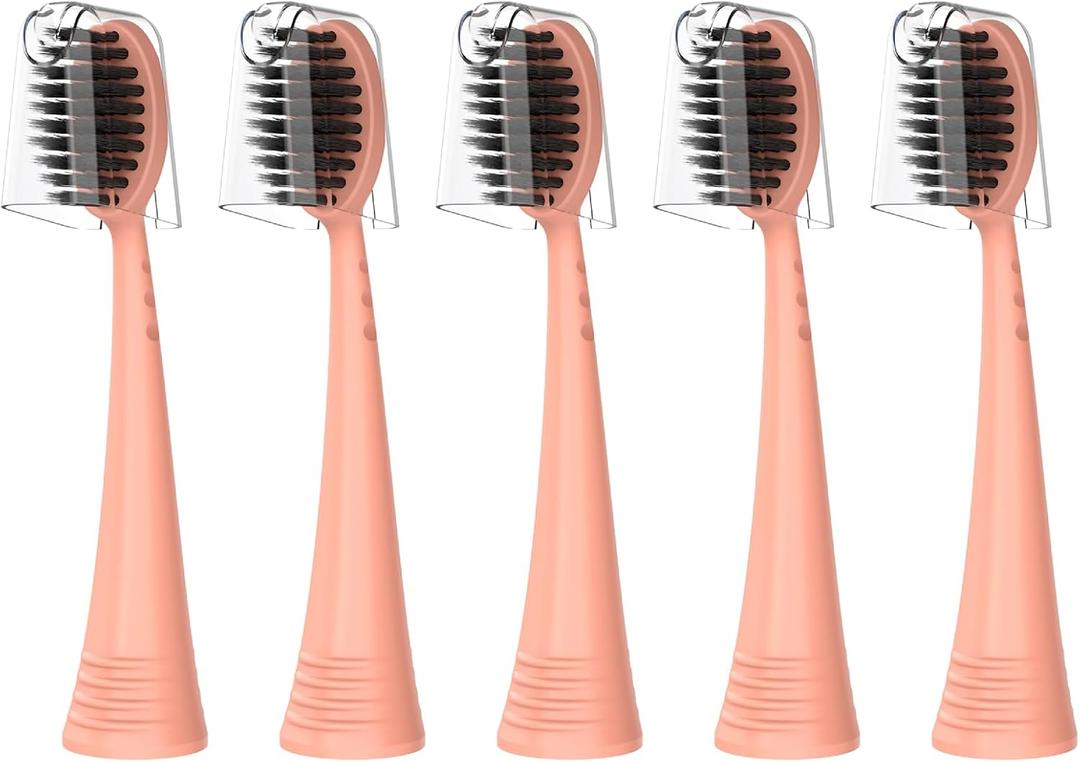 Replacement Toothbrush Heads with Covers for Burst (5 Count, Rose Gold)
