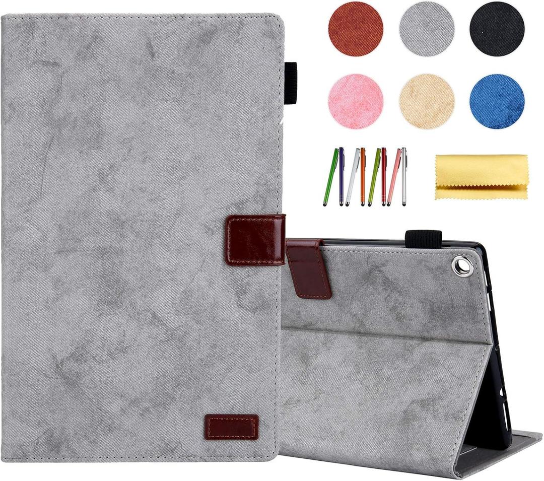 Smart Case for Fire HD 8 (8th/7th/6th Generation-Old Model), Techcircle Soft PU Leather Magnetic Flip [Auto Wake Sleep] Wallet Cover for Kindle Fire HD 8-inch Tablet (2018/2017/2016 Release), Gray