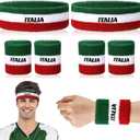 Jadive 2 Set Italia Sweatband Set Italy Absorbing Headband and Wristbands Head Sweatband and Wristband for Basketball Football Running Gym Exercise