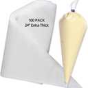 24 Inch Disposable Large Piping Bags,100 PACK Extra Large Thick Pastry Bags with 6 Bag Ties, Thickened Icing Bags,Cake Decorating Bags,Frosting Bags for Cake Decorating Cream Frosting